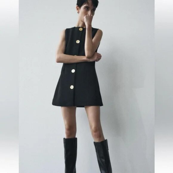 ZARA SHORT DRESS WITH BUTTONS - Picture 1 of 6
